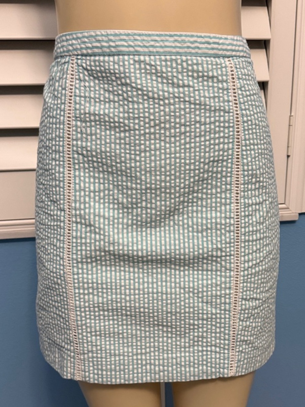 Light Blue Seersucker Mini Skirt
